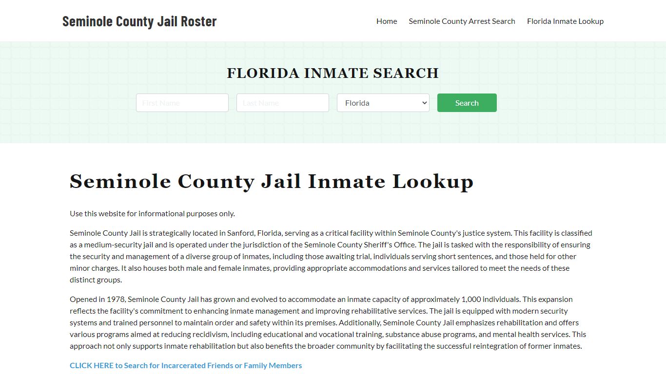 Seminole County Jail Roster Lookup, FL, Inmate Search